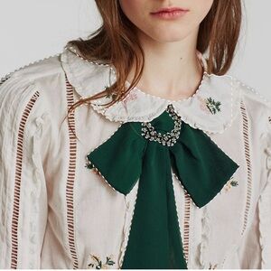 NWT Zara Green Bow Tie with Crystal Detail